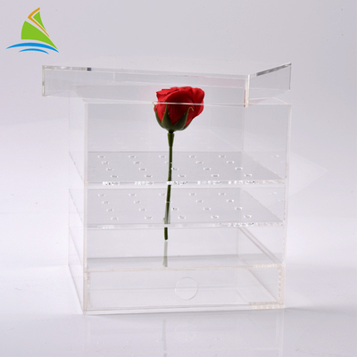 Plexiglass rõ ràng Acrylic hộp lưu trữ Acrylic hoa tùy chỉnh bao bì hộp cho bảo quản 25 hoa hồng