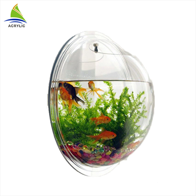 Hiển thị cửa hàng Acrylic hiện đại Customized Wall Mounted Rõ ràng Vòng Acrylic Fish Tank