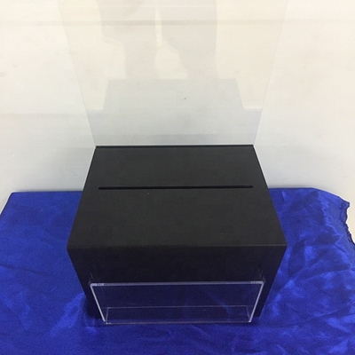 Frosty Black Lockable Hiển thị hộp / Hộp quyên góp Perspex với Chủ thẻ