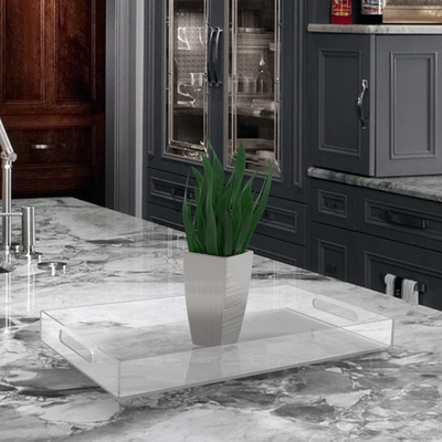 Khay phục vụ thực phẩm acrylic trong suốt cao có tay cầm