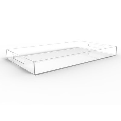 Khay phục vụ thực phẩm acrylic trong suốt cao có tay cầm
