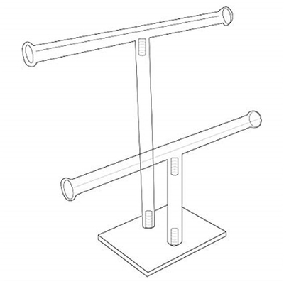 Màn hình hiển thị trang sức acrylic 2 tầng rõ ràng, bộ vòng đeo tay T-Bar