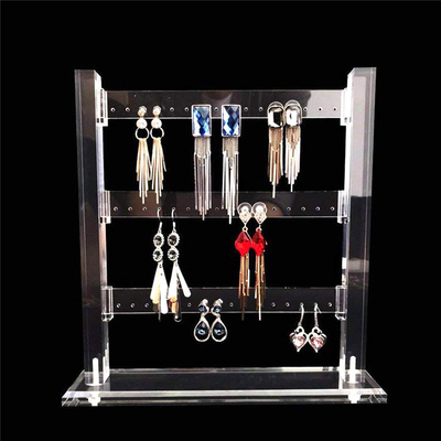 Clear Acrylic 3 Cấp Trang sức Tổ chức Bông tai Hiển thị Stands