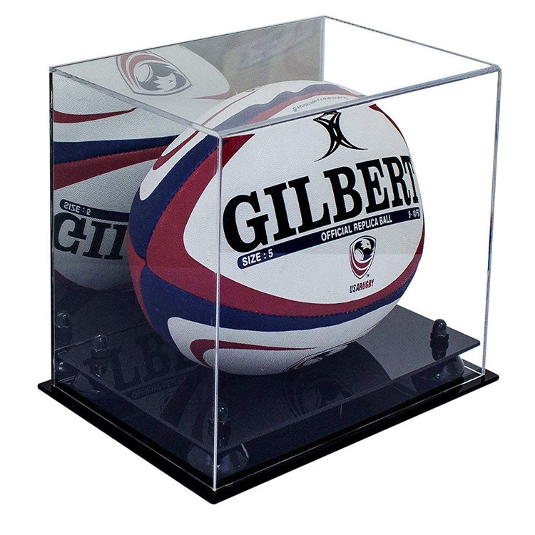 Rõ ràng Acrylic Display Case Box Thể thao Sản phẩm Cửa hàng Tabletop rõ ràng Acrylic Rugby Display Case