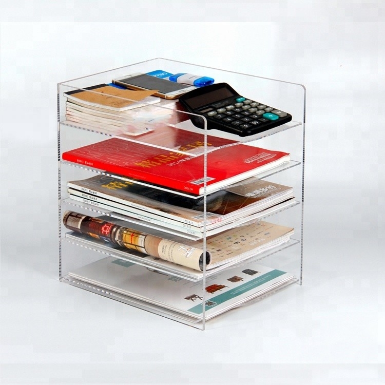 Thời trang Acrylic Brochure Holders Trang Trí Nội Thất Acrylic Hộp Lưu Trữ Cuốn Sách