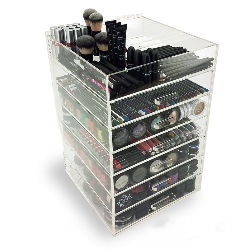 Hộp trưng bày acrylic trang điểm 7 tầng có ngăn kéo để mua sắm